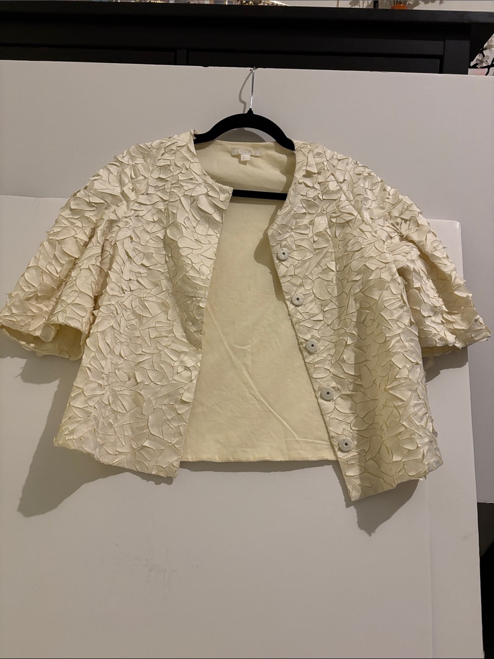COS Cream Textured Button-Front Short Sleeve Jacket - like new